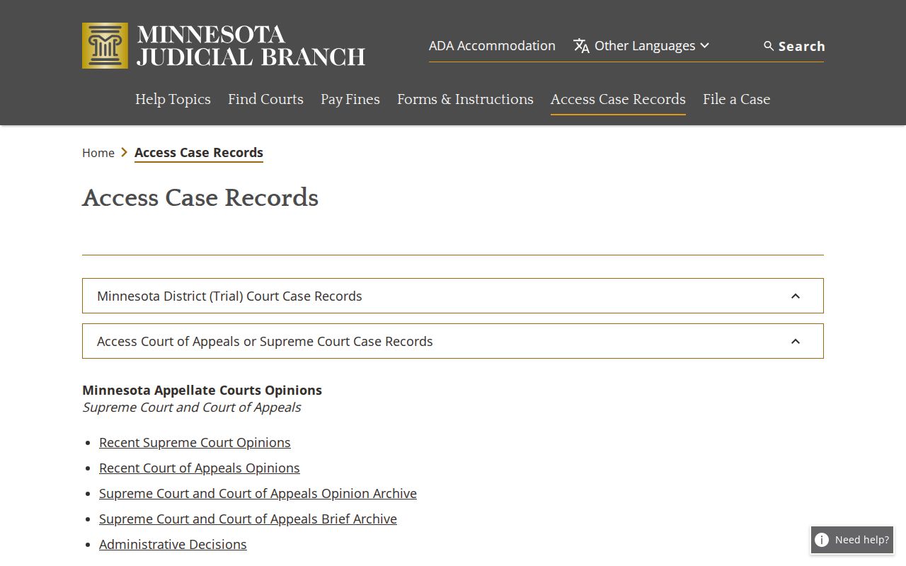 Traverse County court docket public access records options