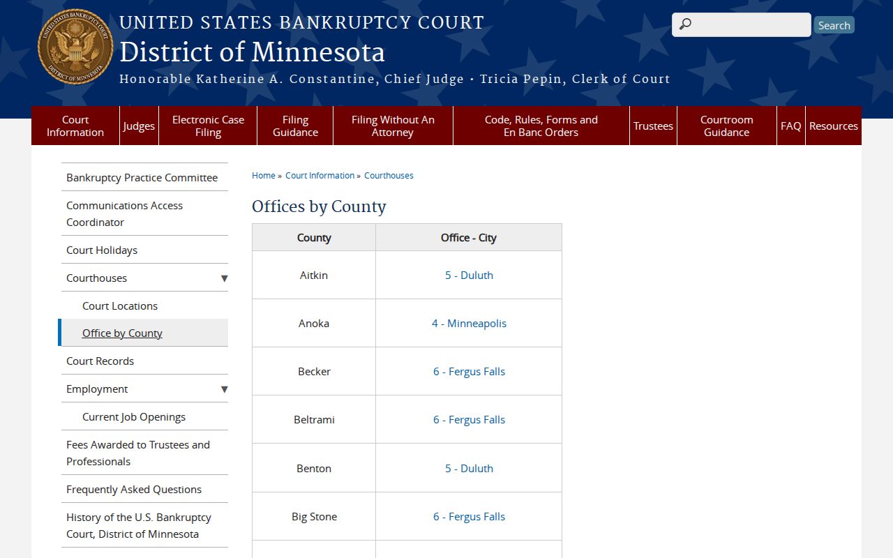 Tintah Traverse County court records bankruptcy county assignment source