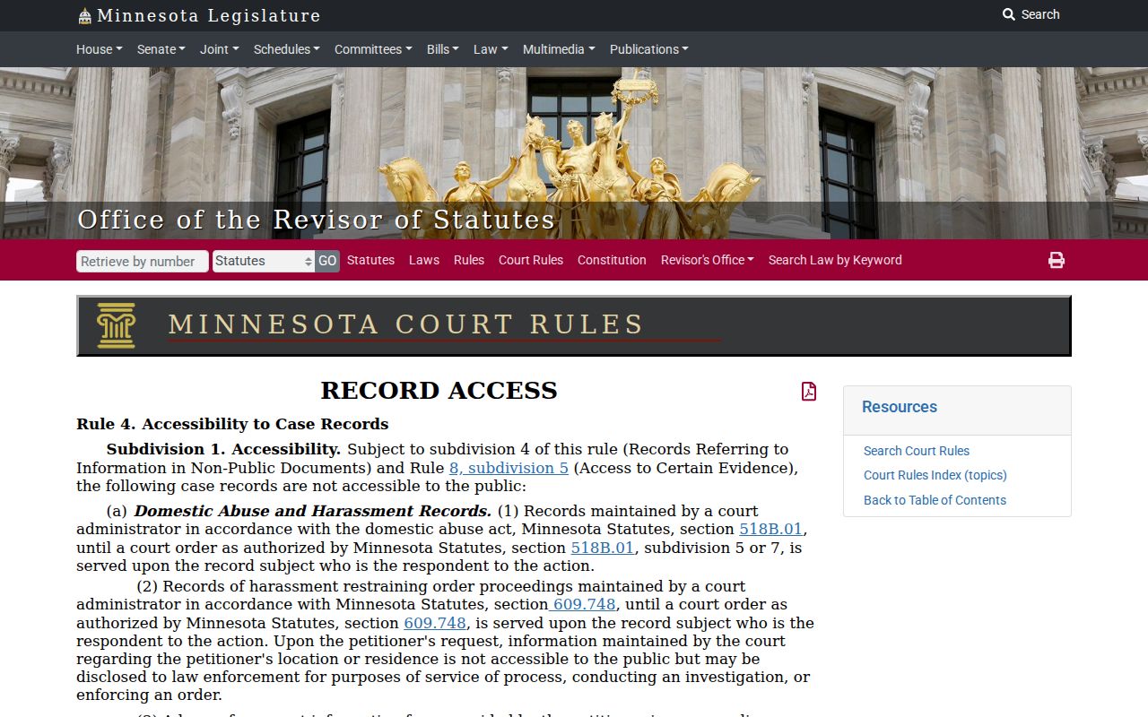 Traverse County criminal court dockets and Minnesota Rule 4 restricted records
