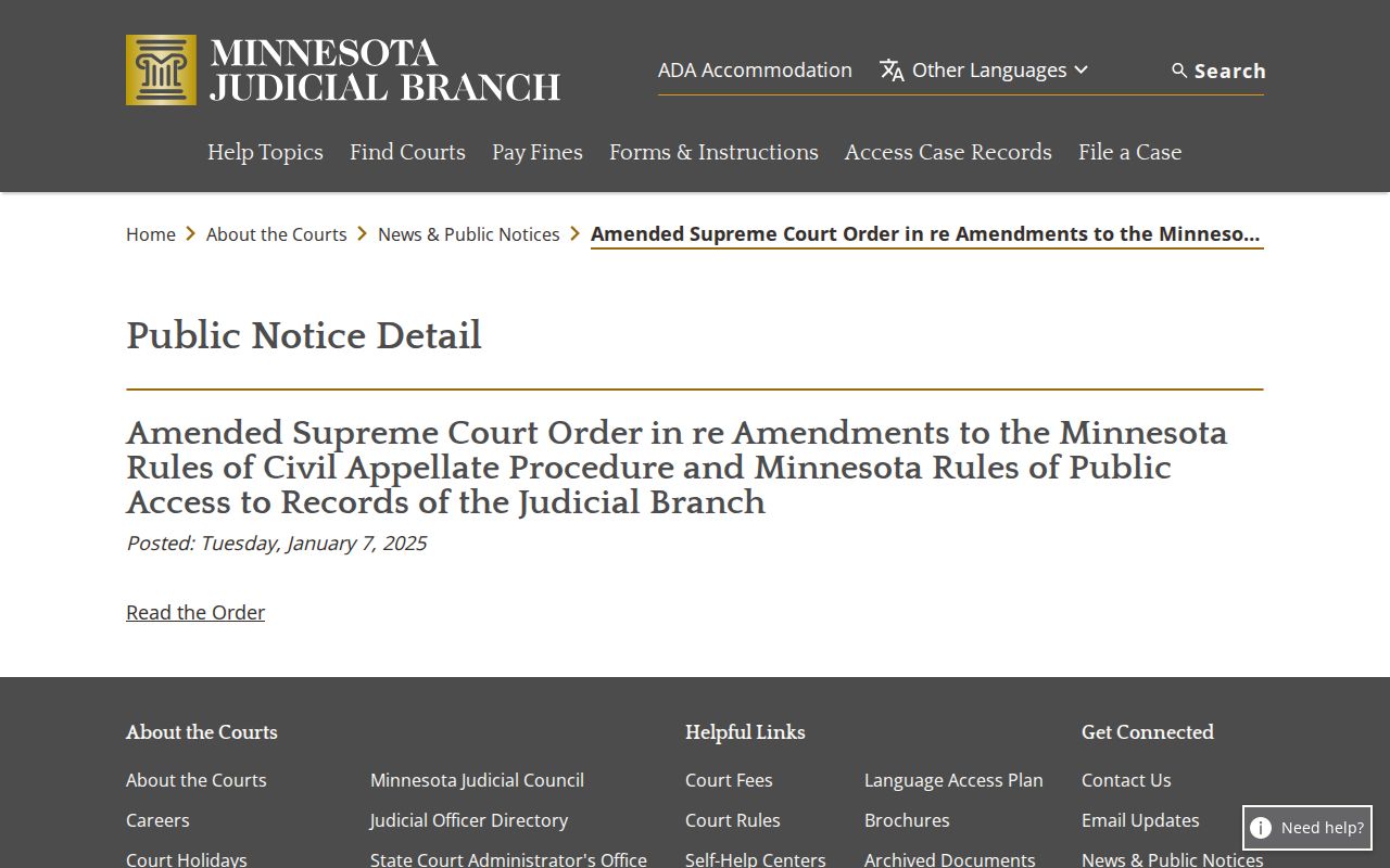 Traverse County criminal court dockets public access order
