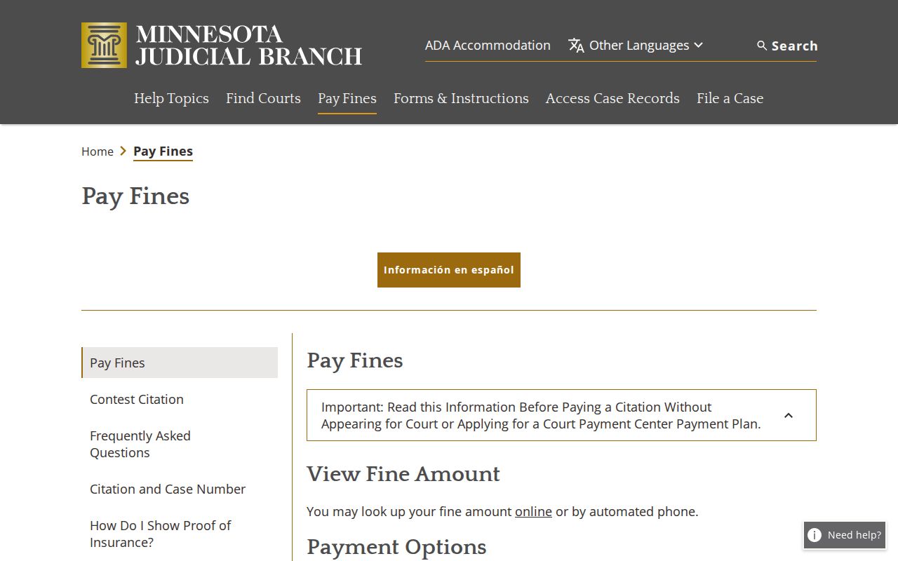 Traverse County traffic court payment and citation records