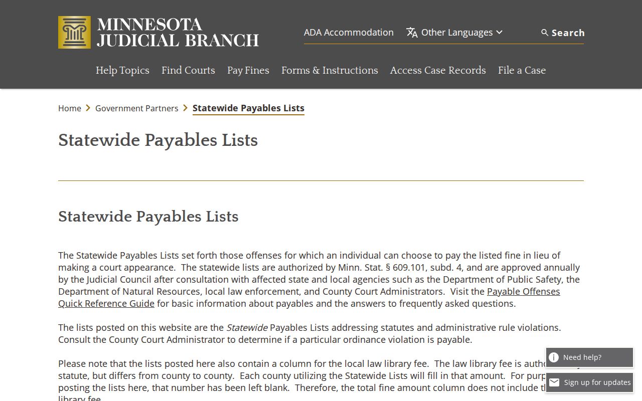 Traverse County traffic court payable citation status
