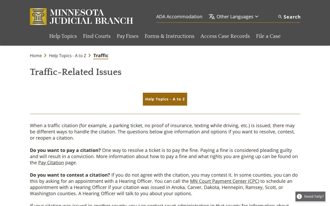 Traverse County traffic court records and traffic issues guidance