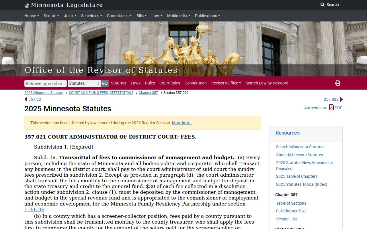 Wheaton Traverse County court records court fee authority source