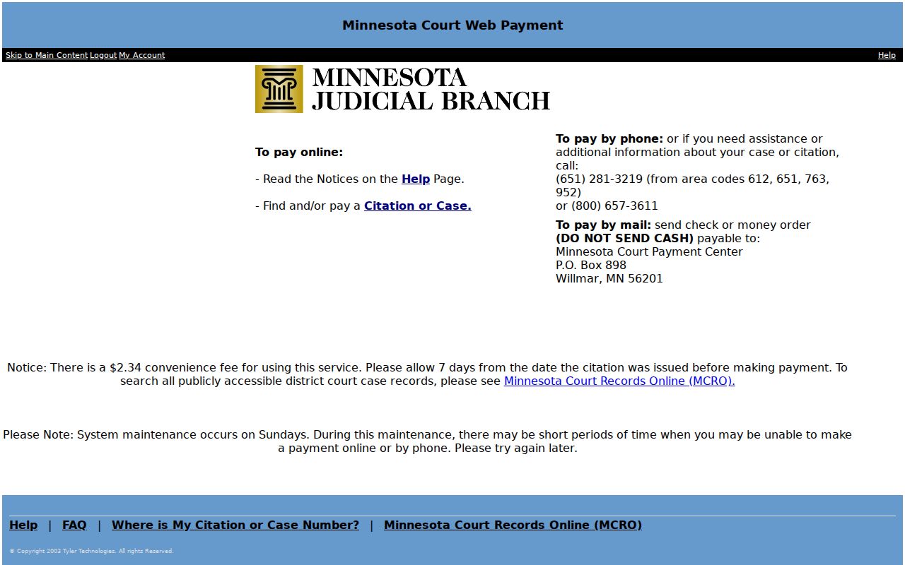 Wheaton Traverse County court records statewide court payment source